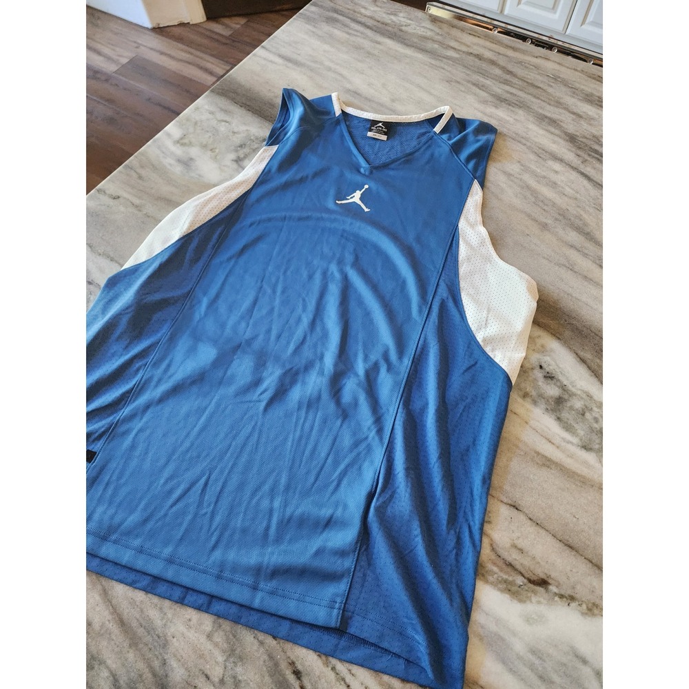 Jordan Mens XXL Dri-FIT Basketball Tank Top Blue White Jumpman Logo Sleeveless